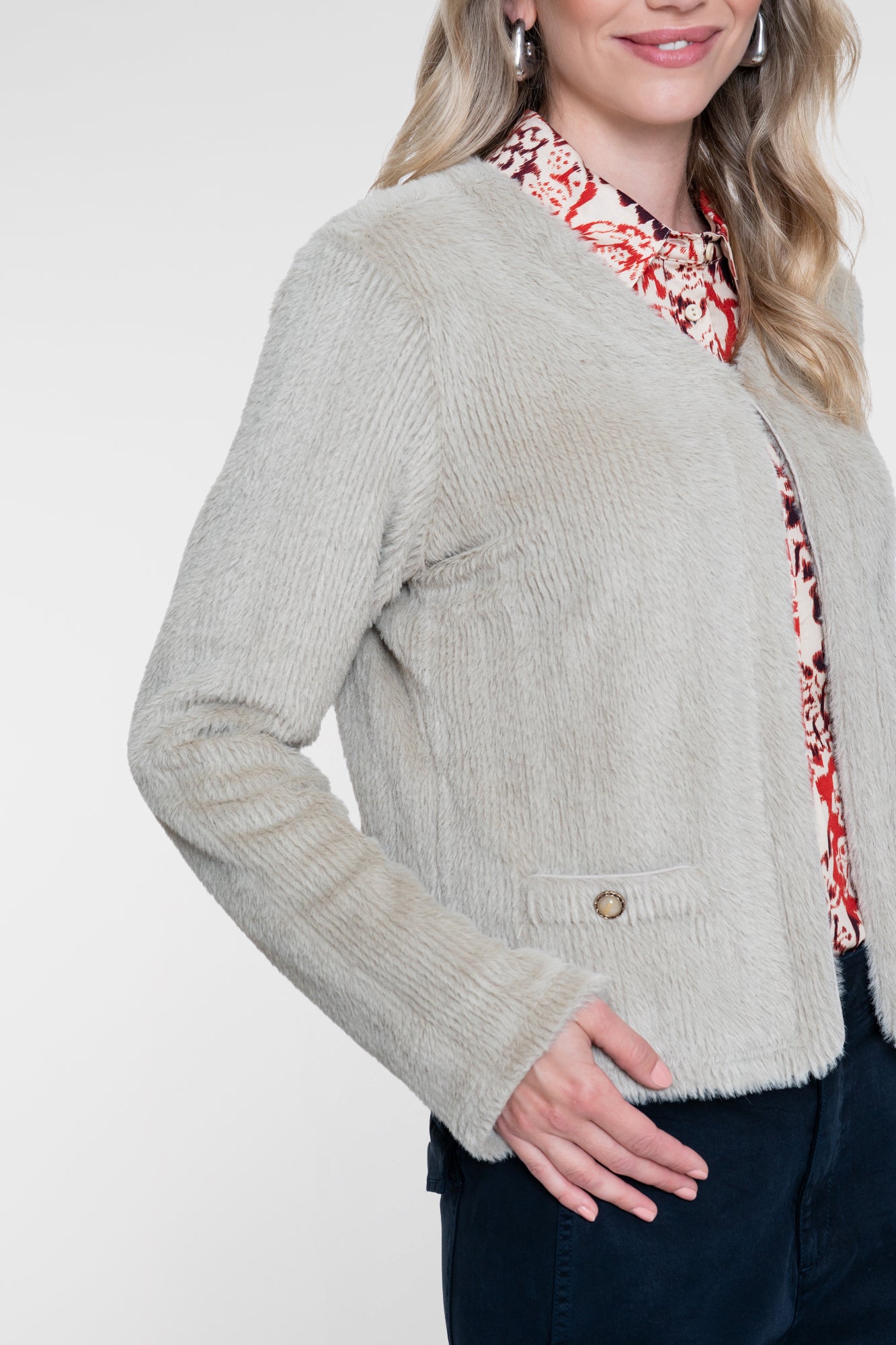 Geisha faux fur vest met zachte structuur