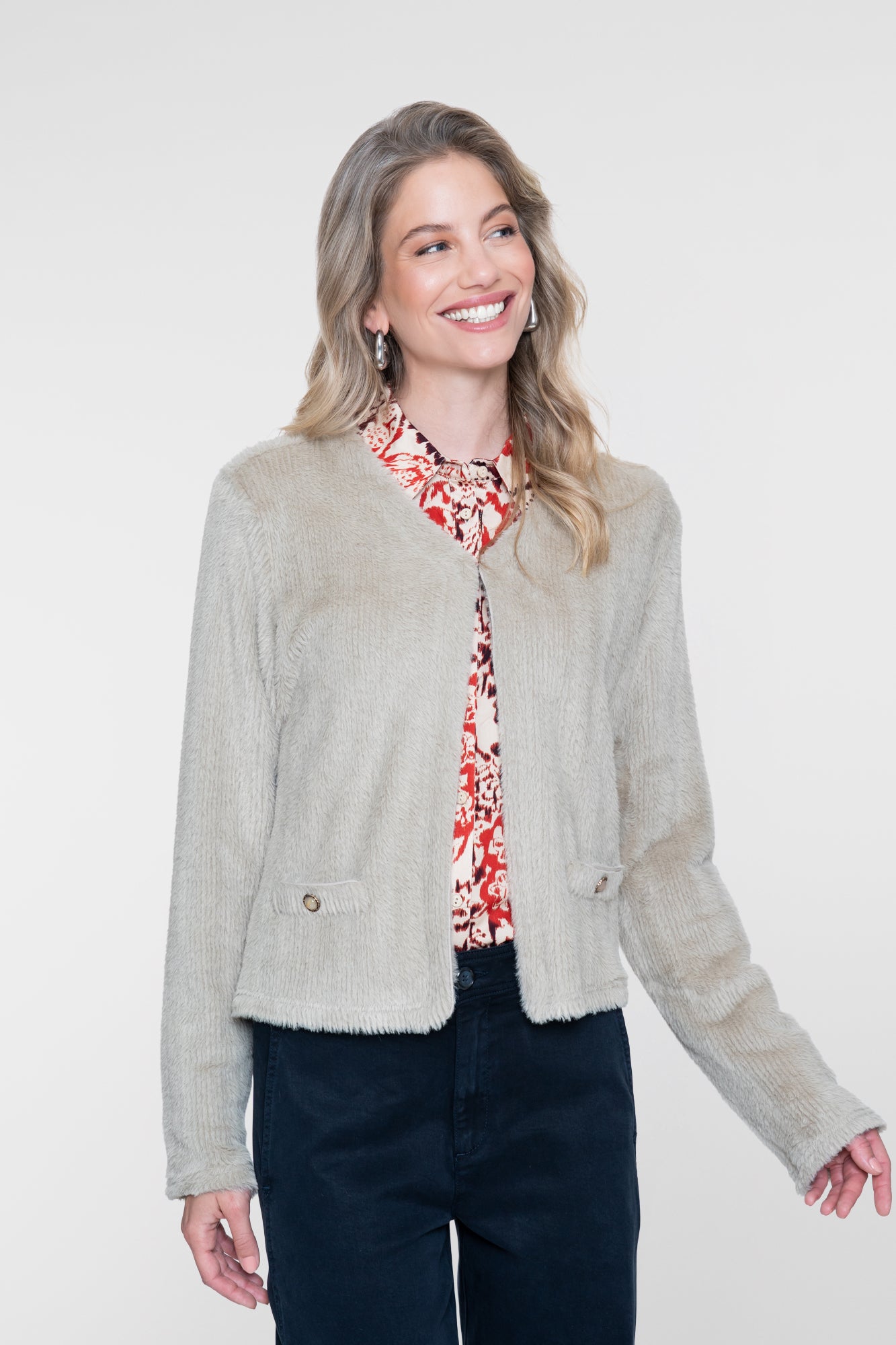 Geisha faux fur vest met zachte structuur