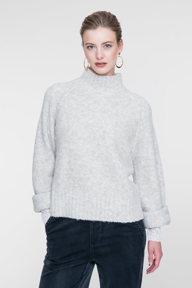 Geisha pullover met opstaande kraag en zachte structuur