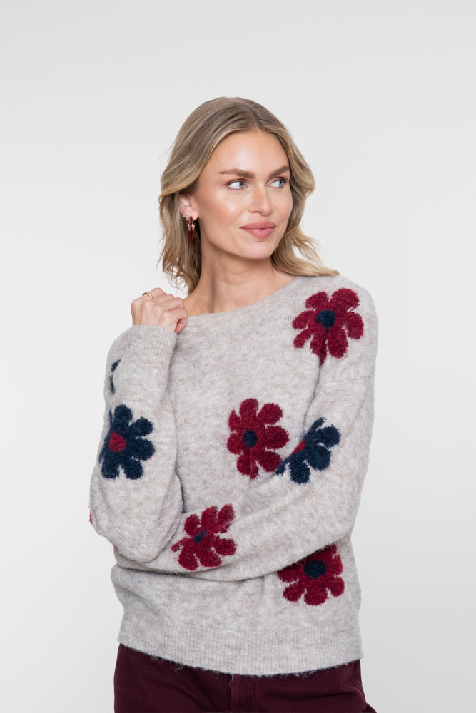 Geisha pullover met bloemdessin