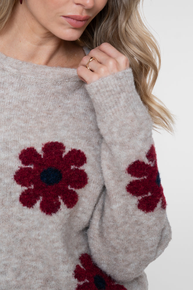 Geisha pullover met bloemdessin
