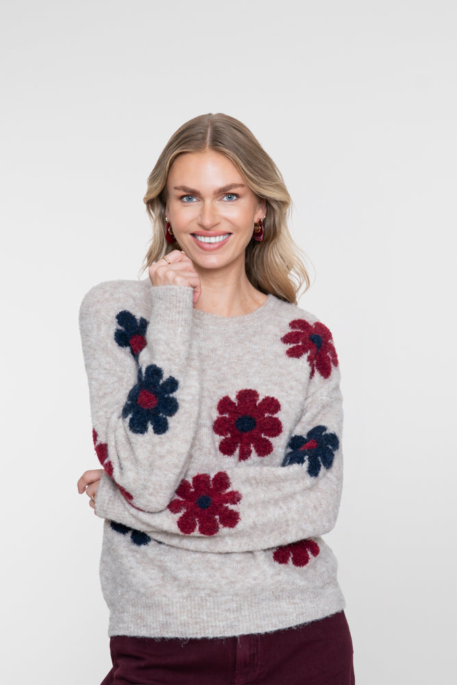 Geisha pullover met bloemdessin