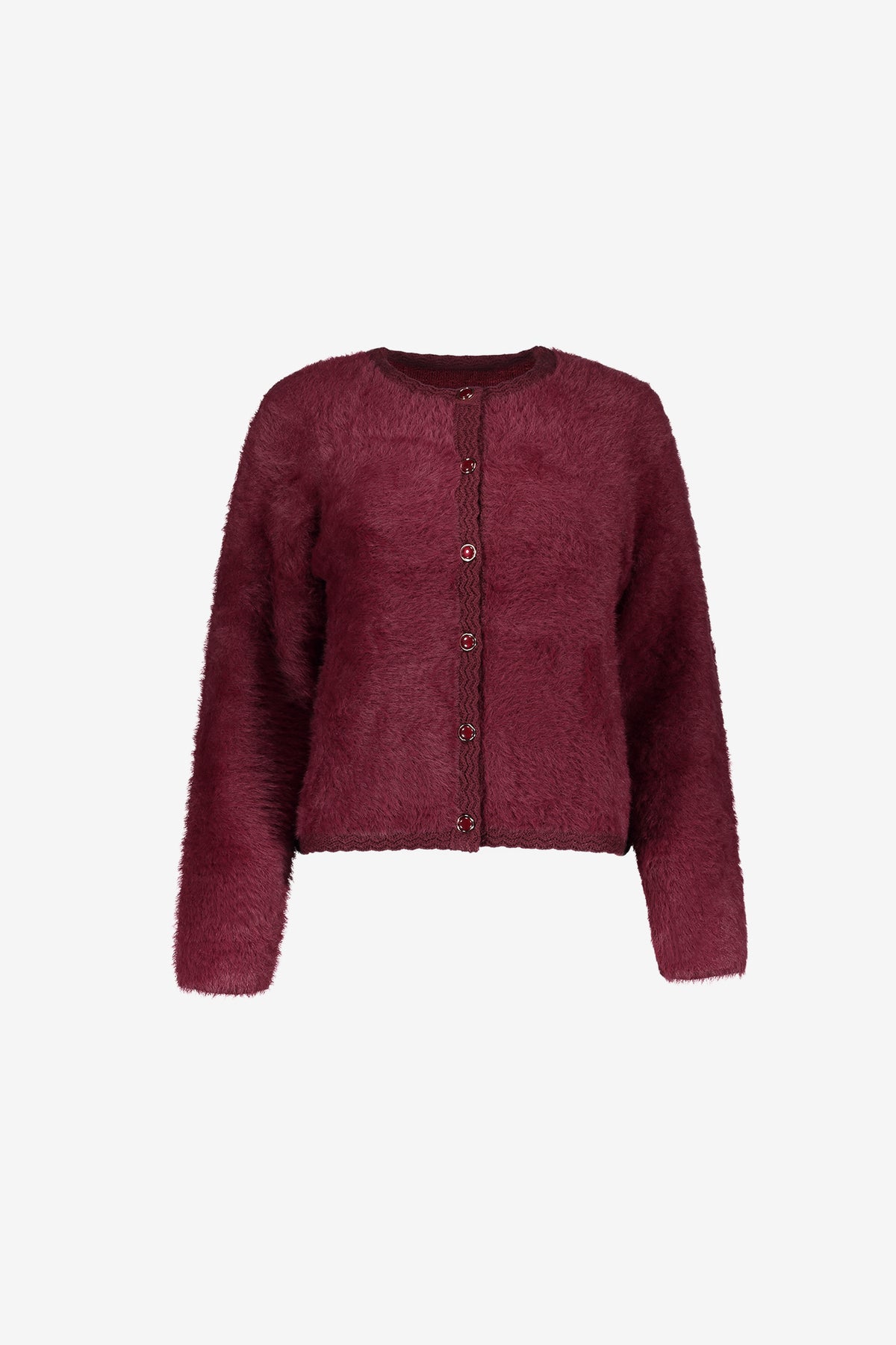 Geisha fluffy vest met sierknopen