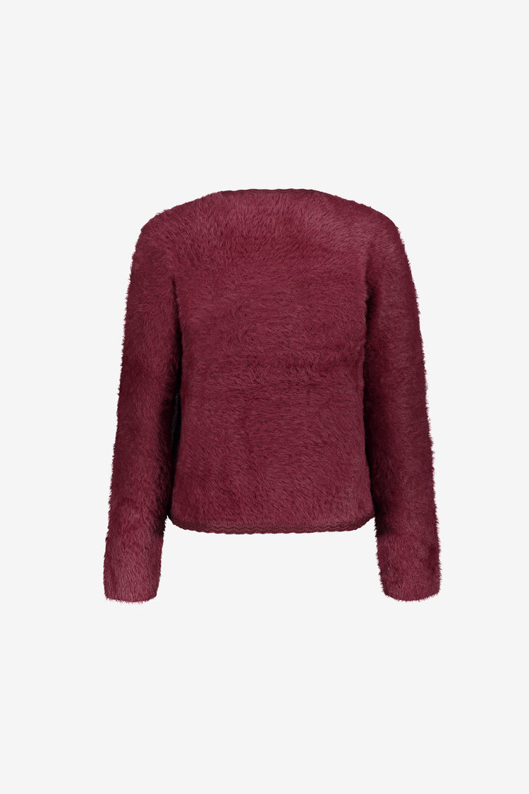 Geisha fluffy vest met sierknopen