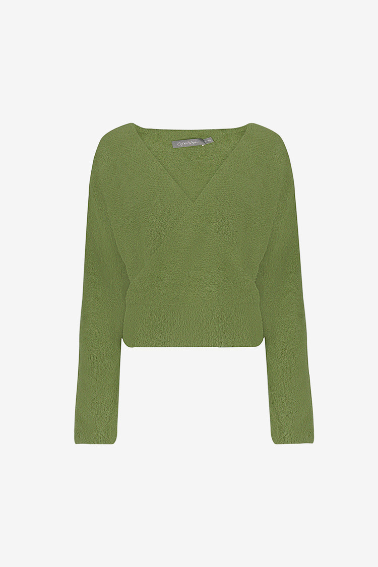Geishe groene overslagtop met zachte structuur