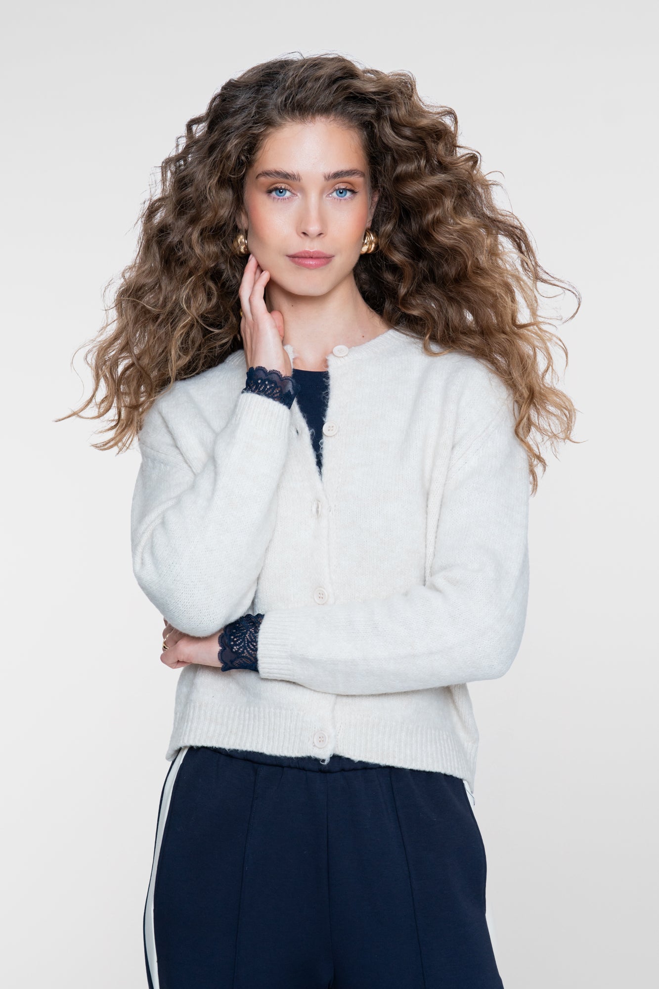Geisha fijngebreid vest met ronde hals