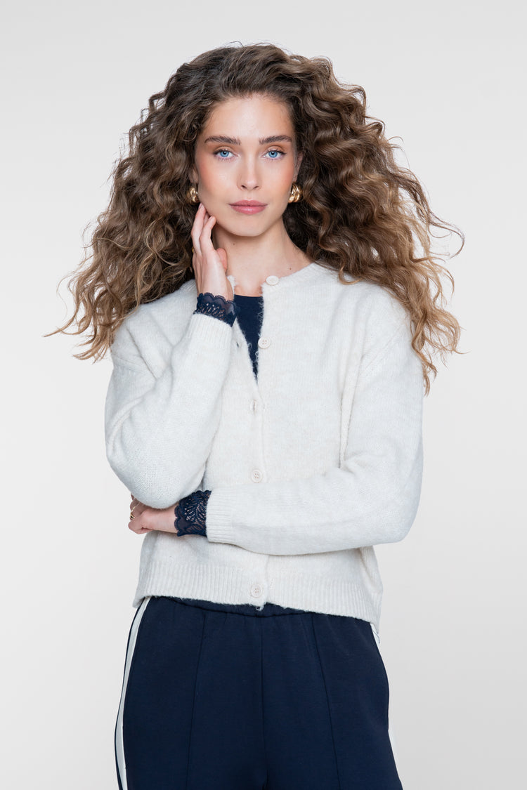 Geisha fijngebreid vest met ronde hals