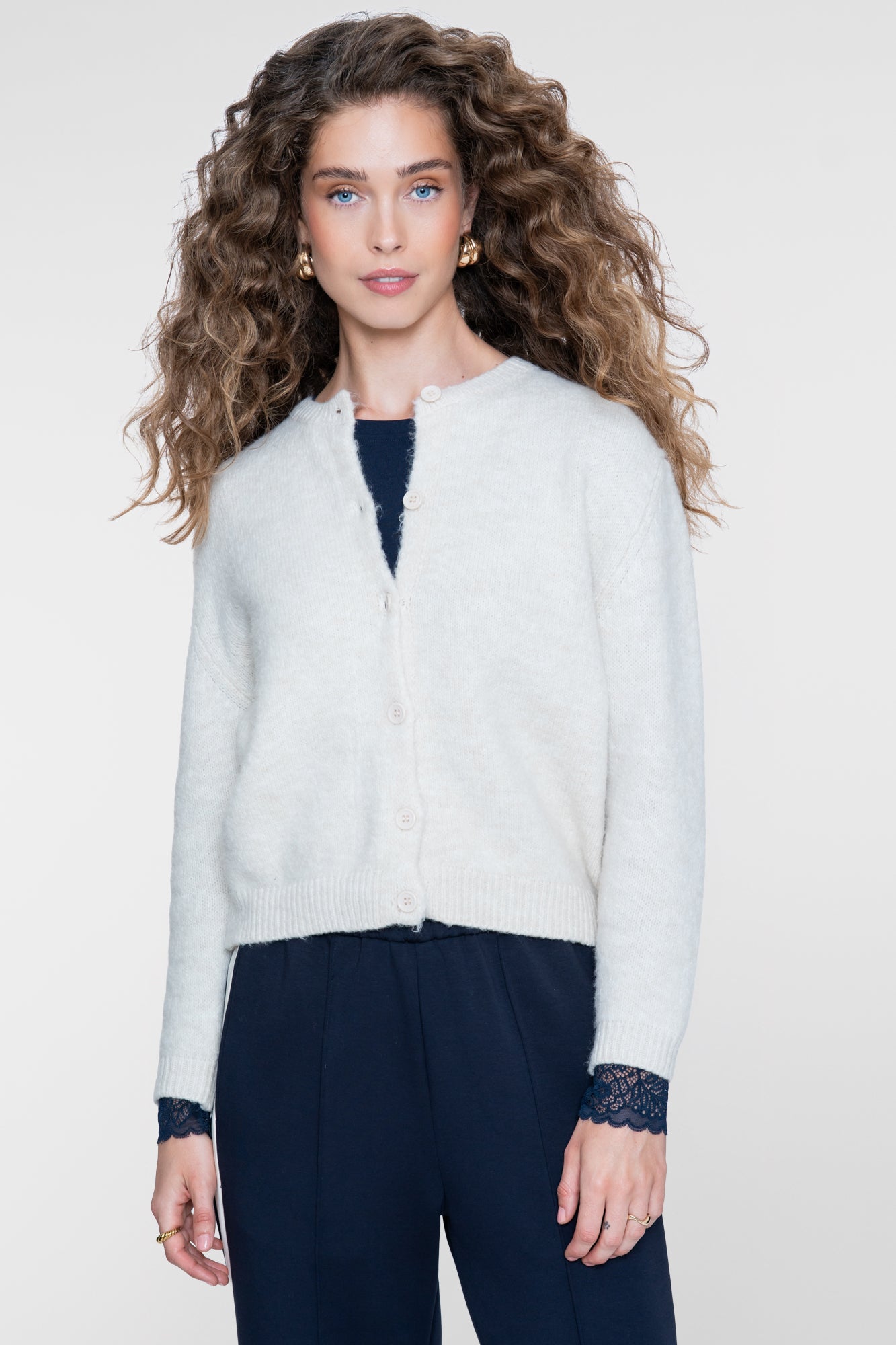 Geisha fijngebreid vest met ronde hals