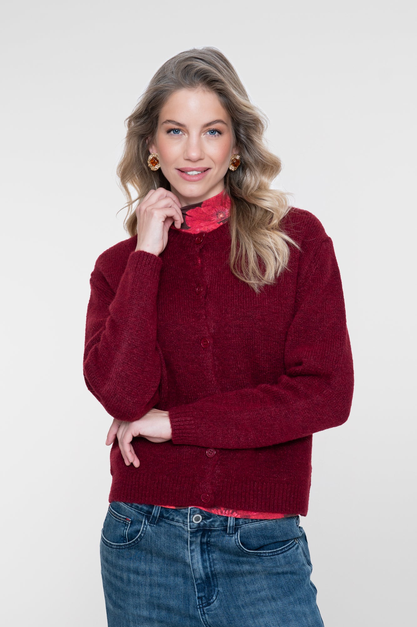 Geisha fijngebreid vest met ronde hals