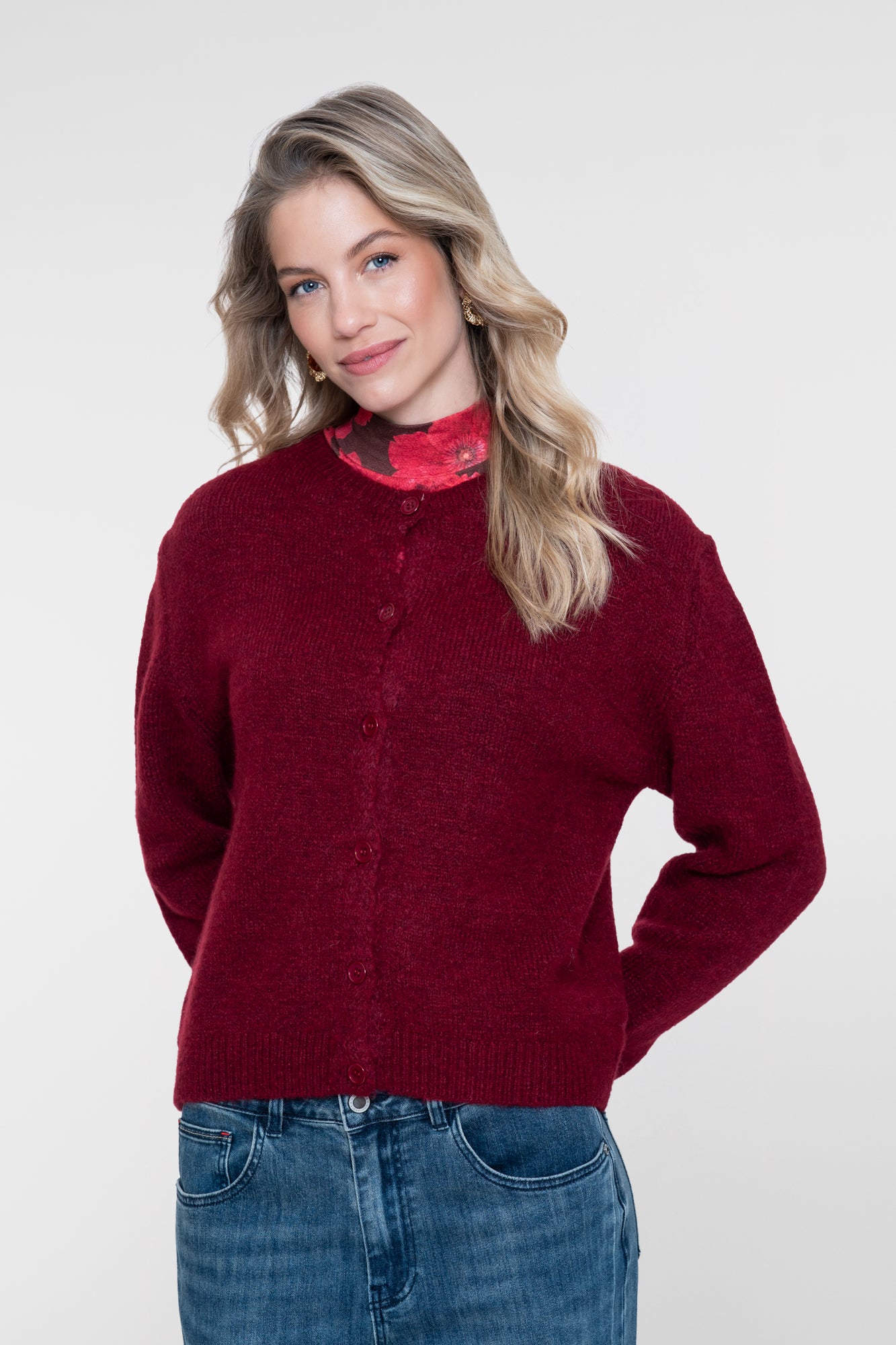 Geisha fijngebreid vest met ronde hals