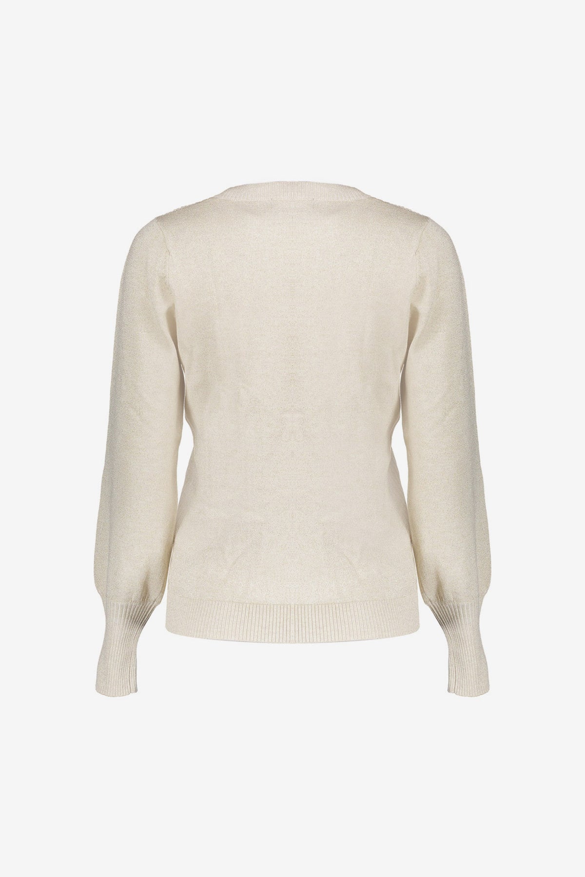 Geisha beige trui met lurex en lange manchetten