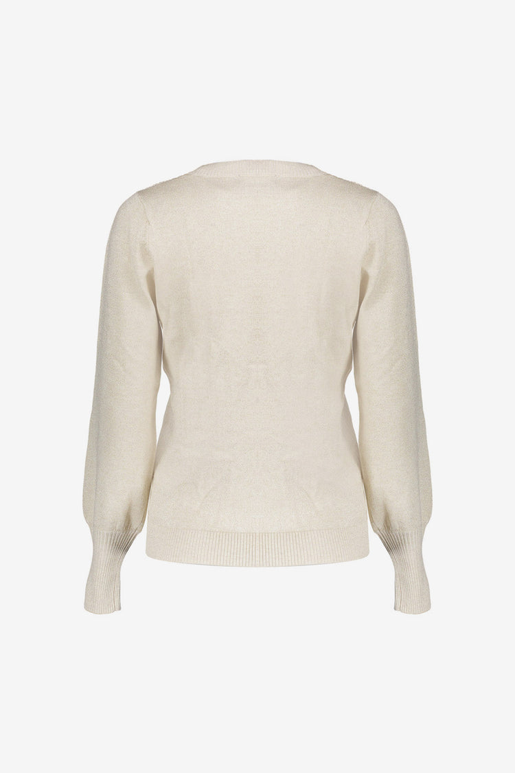 Geisha beige trui met lurex en lange manchetten