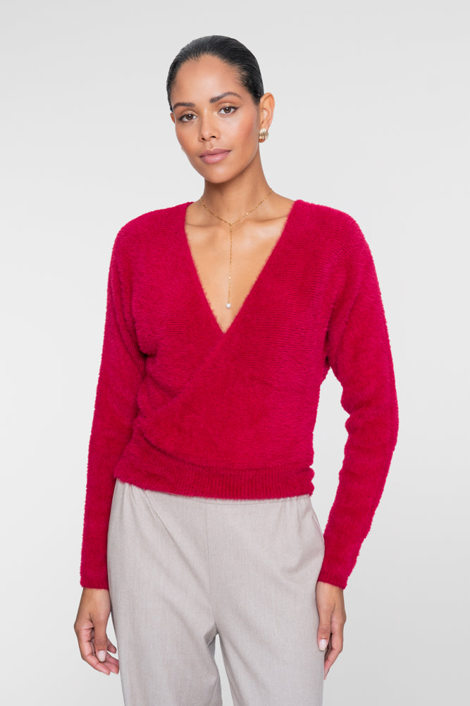 Geisha zachte overslagtrui met V-hals – Shop de look