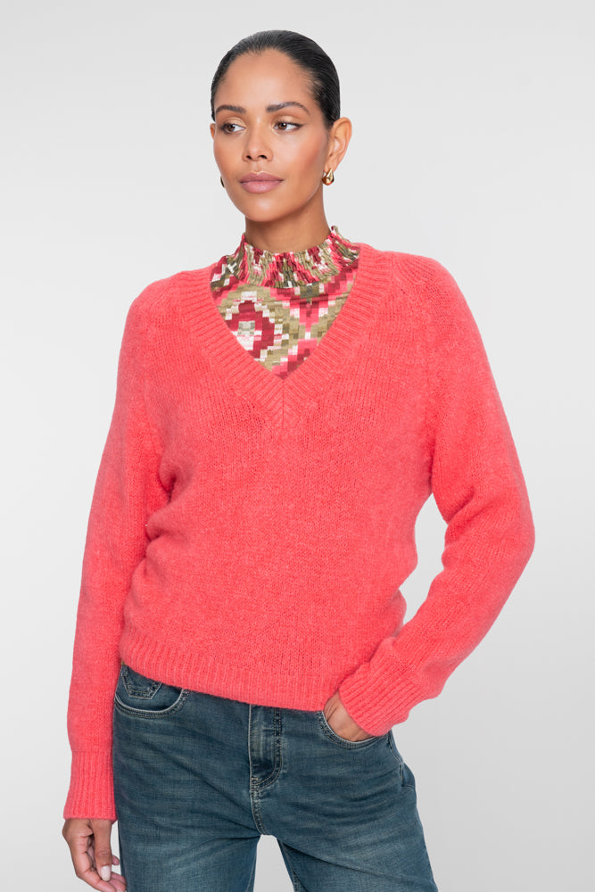 Geisha dames pullover met V-hals en korte boxy pasvorm