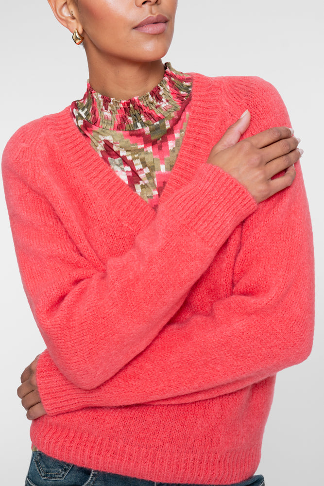 Geisha dames pullover met V-hals en korte boxy pasvorm