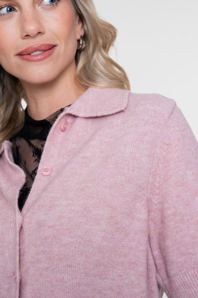 Geisha gebreid dames vest met korte mouwen en kraag