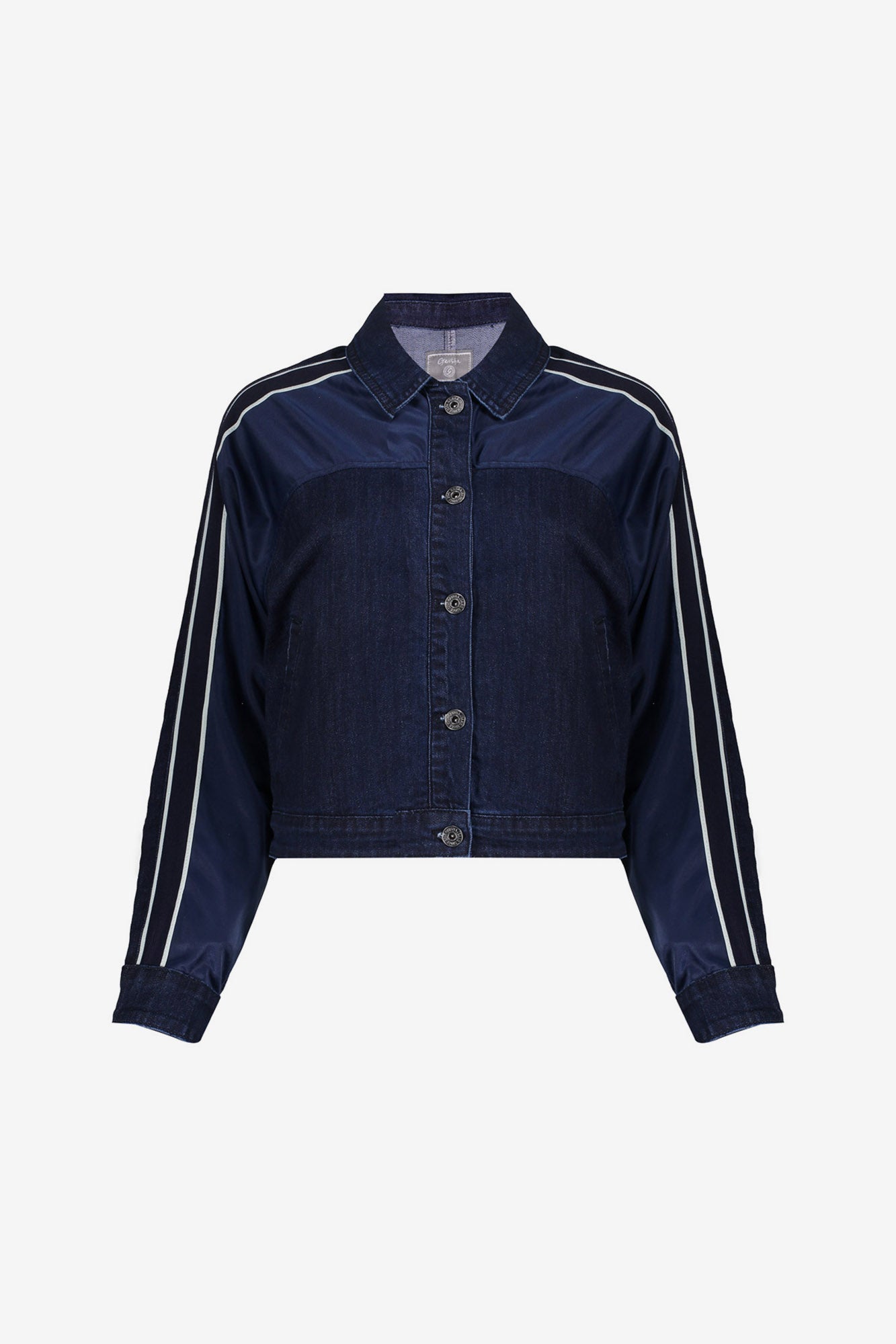 Geisha denim jacket met sportieve strepen