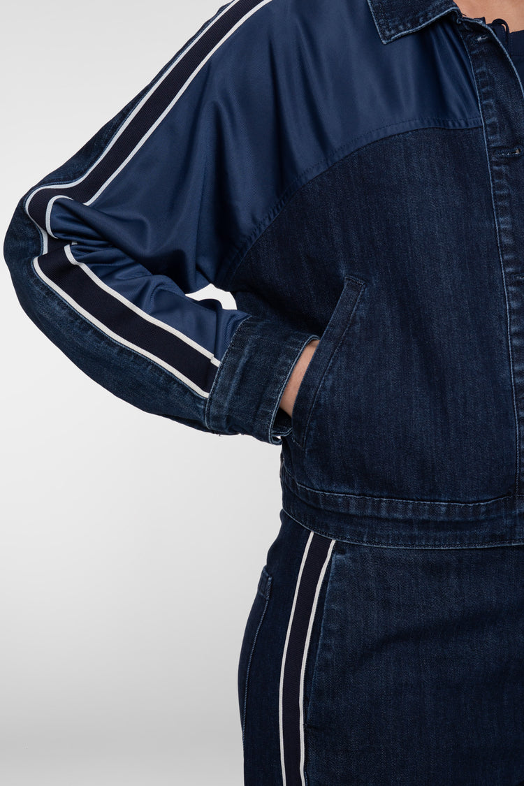 Geisha denim jacket met sportieve strepen