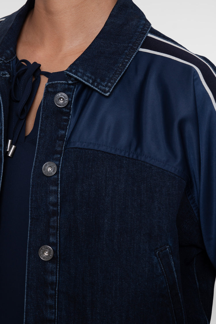 Geisha denim jacket met sportieve strepen