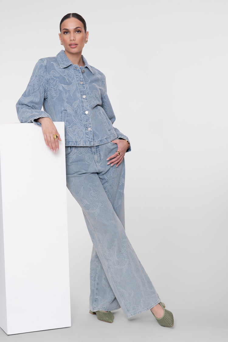 Geisha jacket met jacquard en bloemdessin