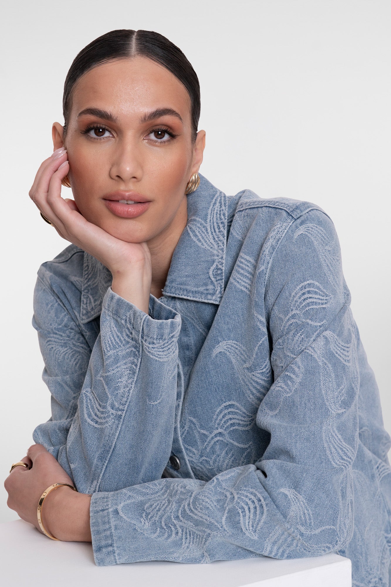 Geisha jacket met jacquard en bloemdessin