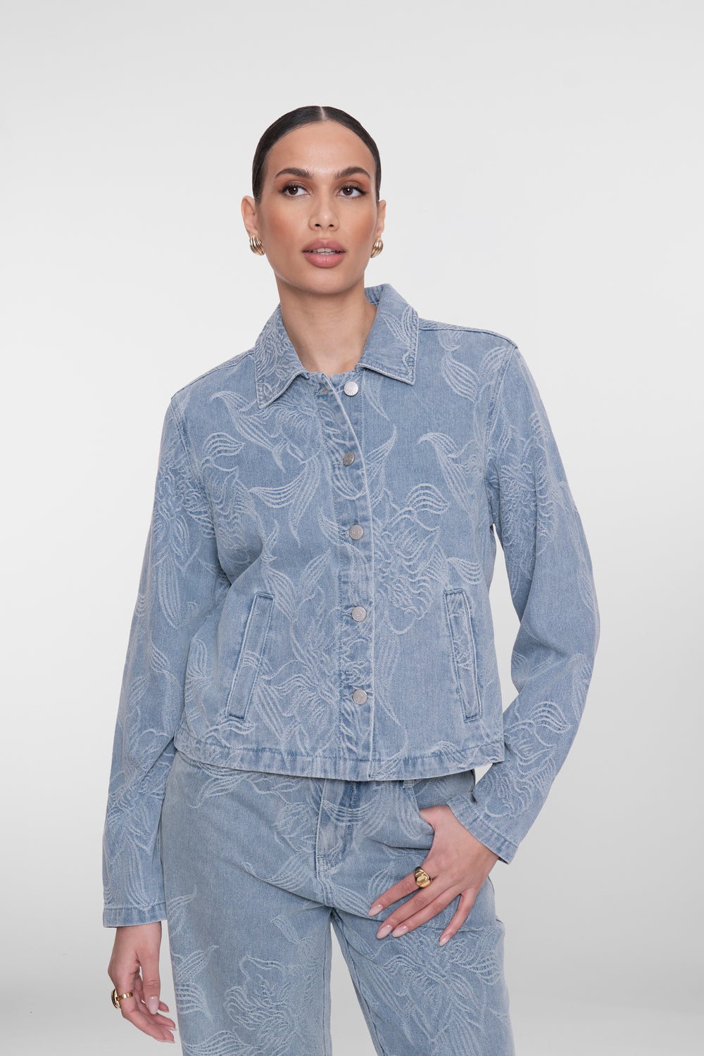 Geisha jacket met jacquard en bloemdessin