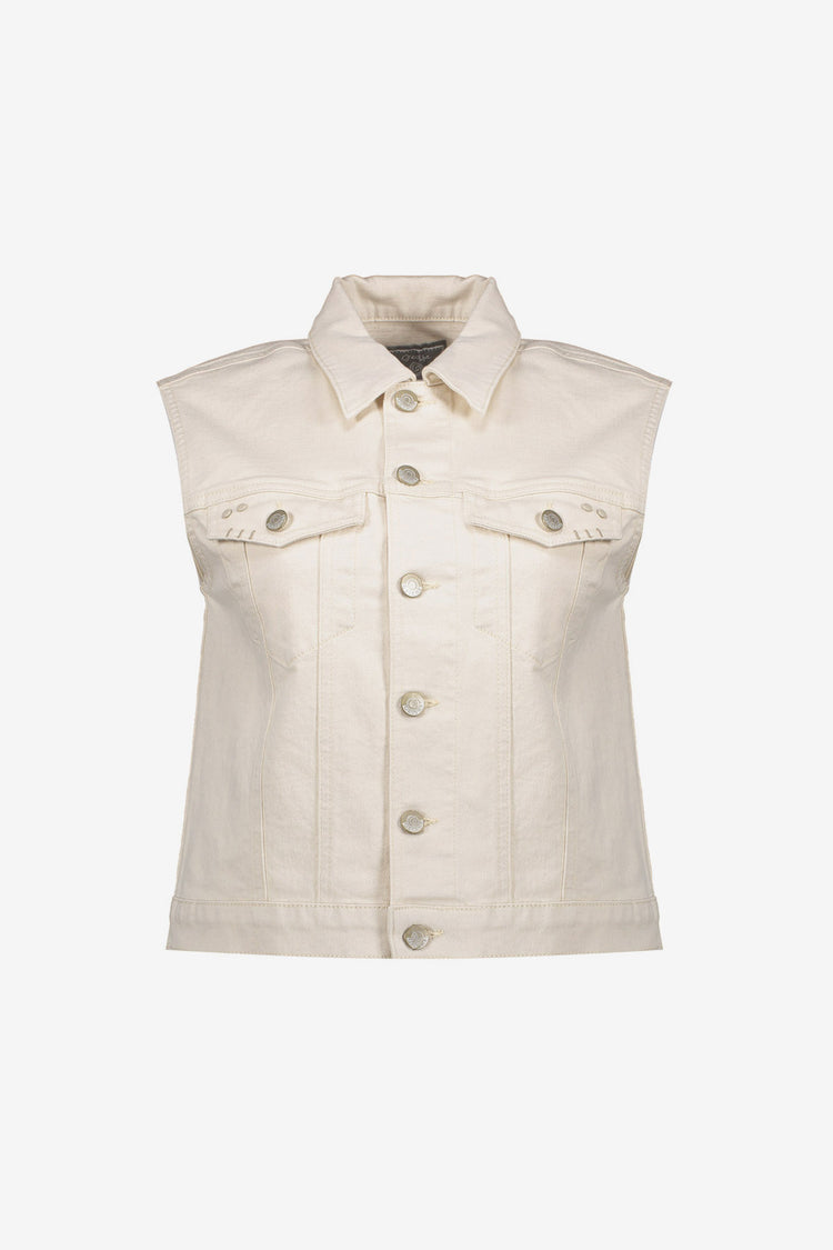 Geisha denim gilet met linnenmix