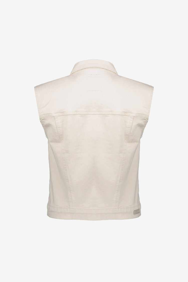 Geisha denim gilet met linnenmix