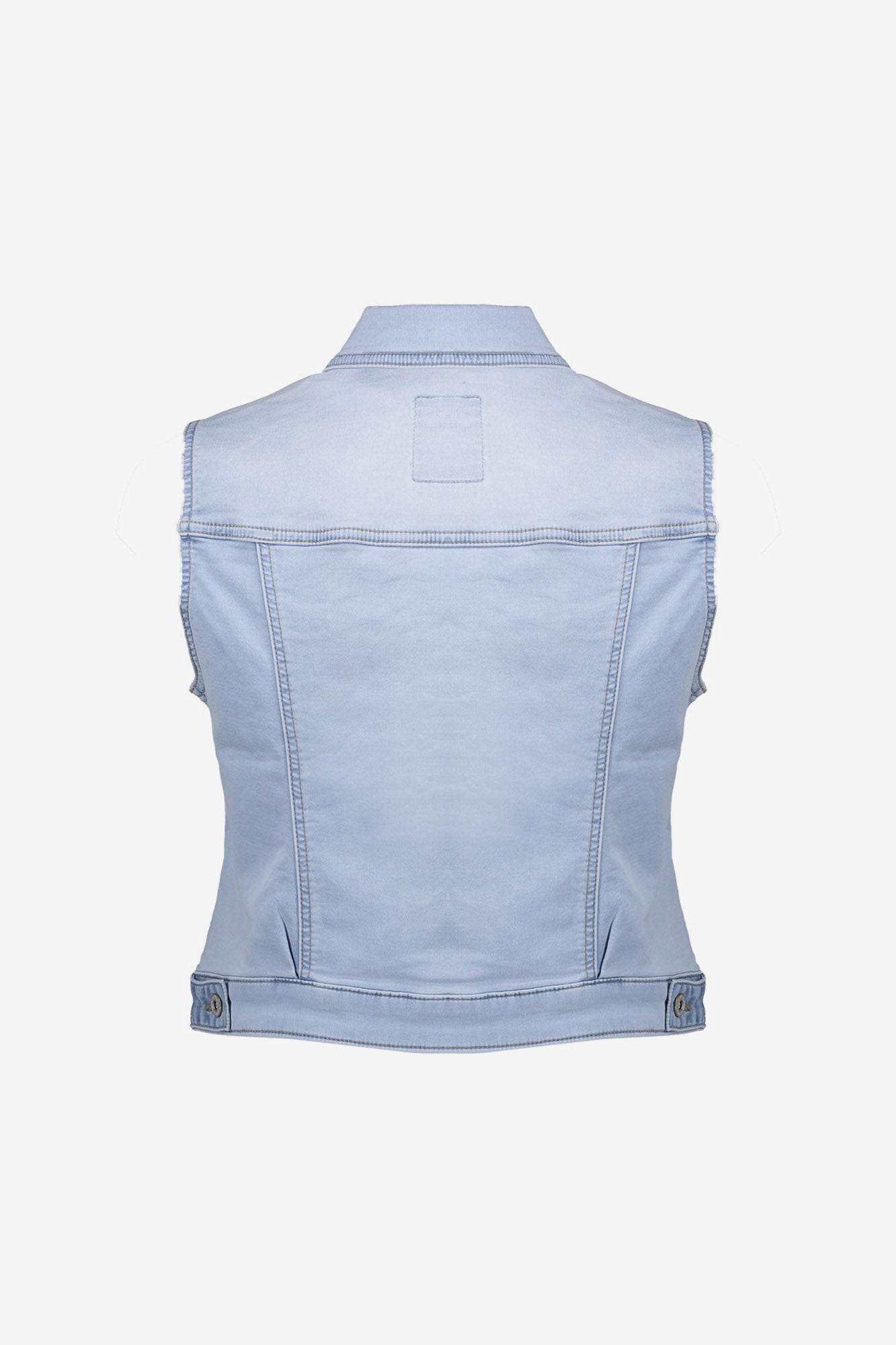Geisha mouwloze denim gilet met knopen