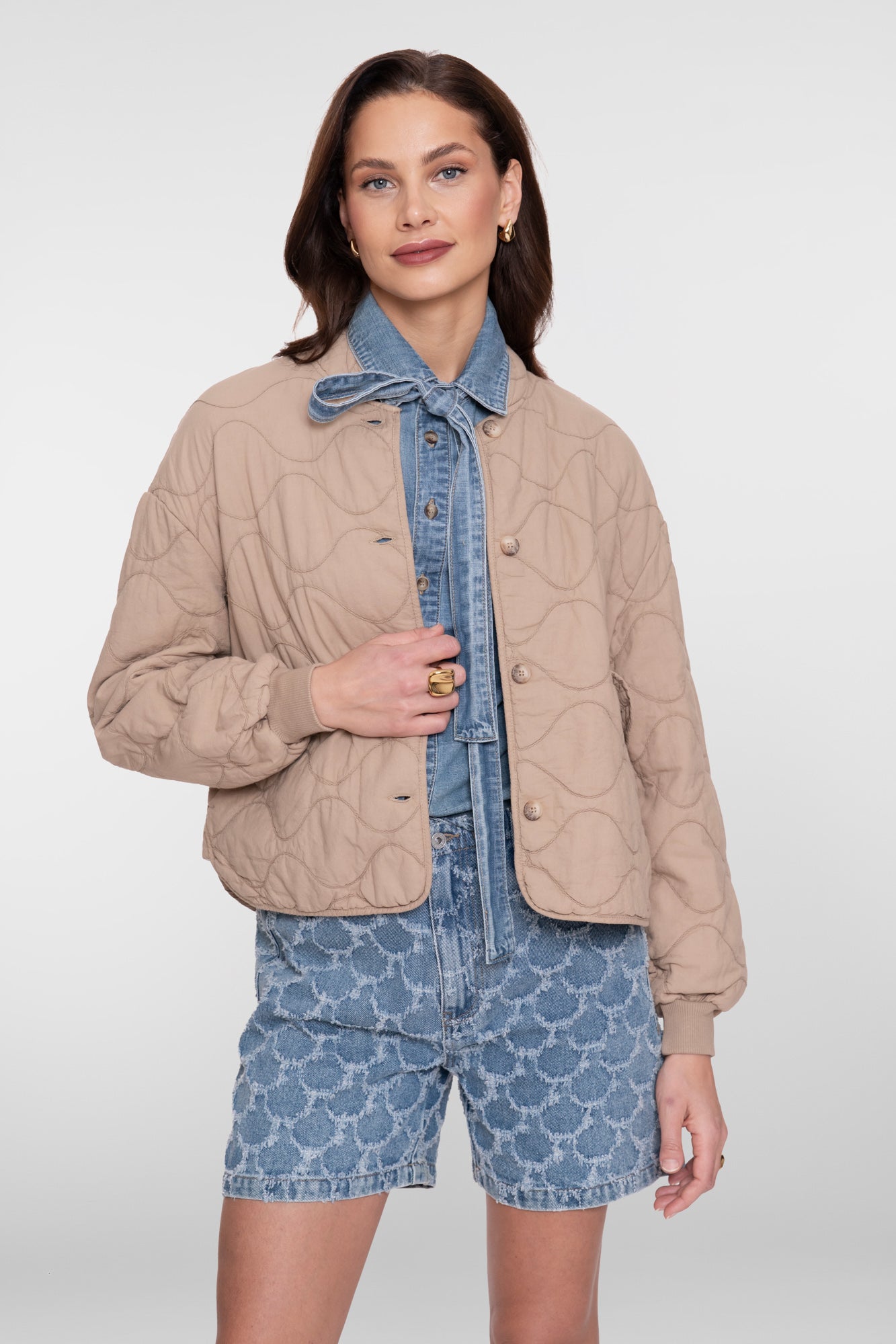 Geisha gestept jasje met golvend patroon