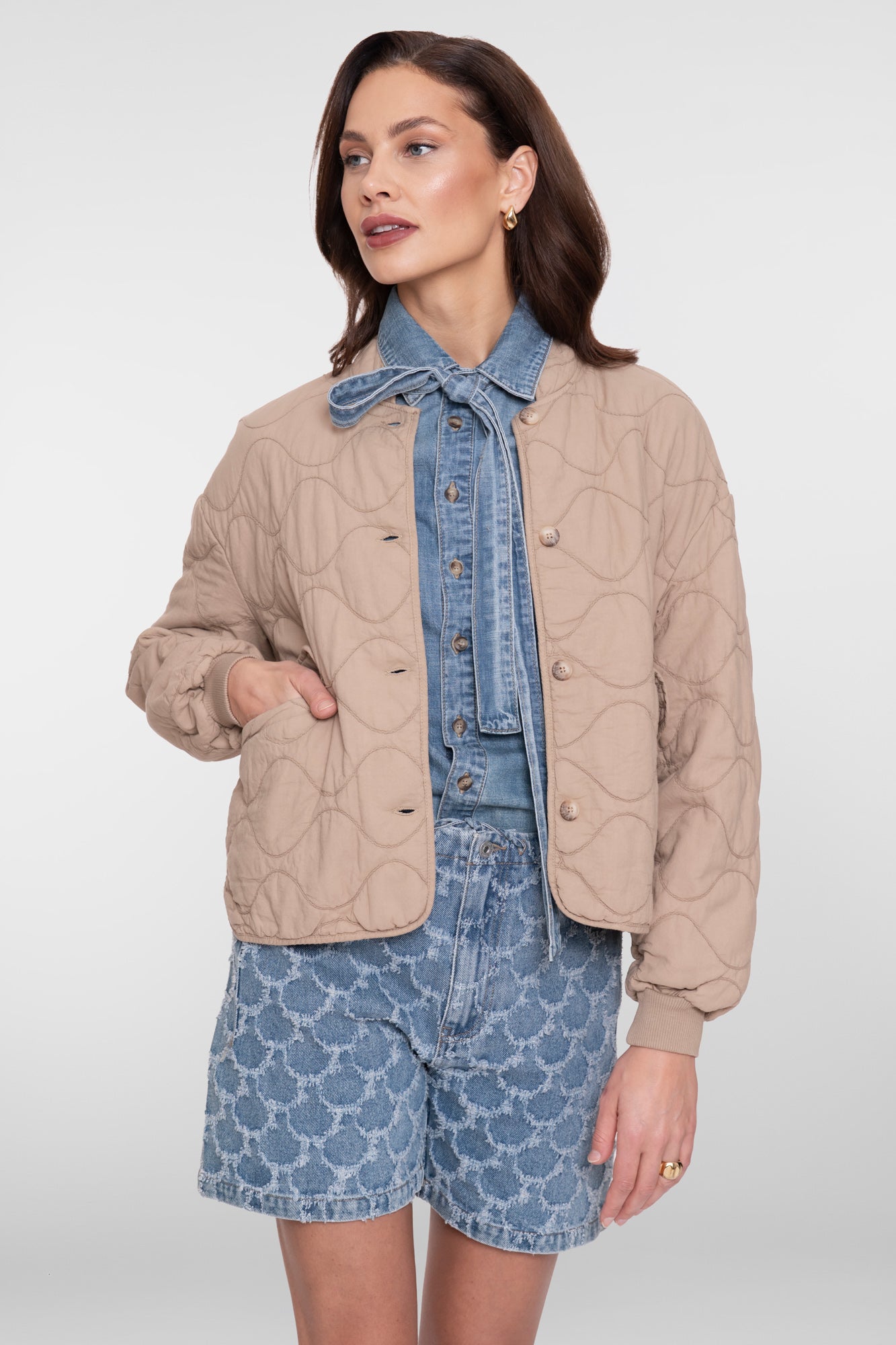 Geisha gestept jasje met golvend patroon