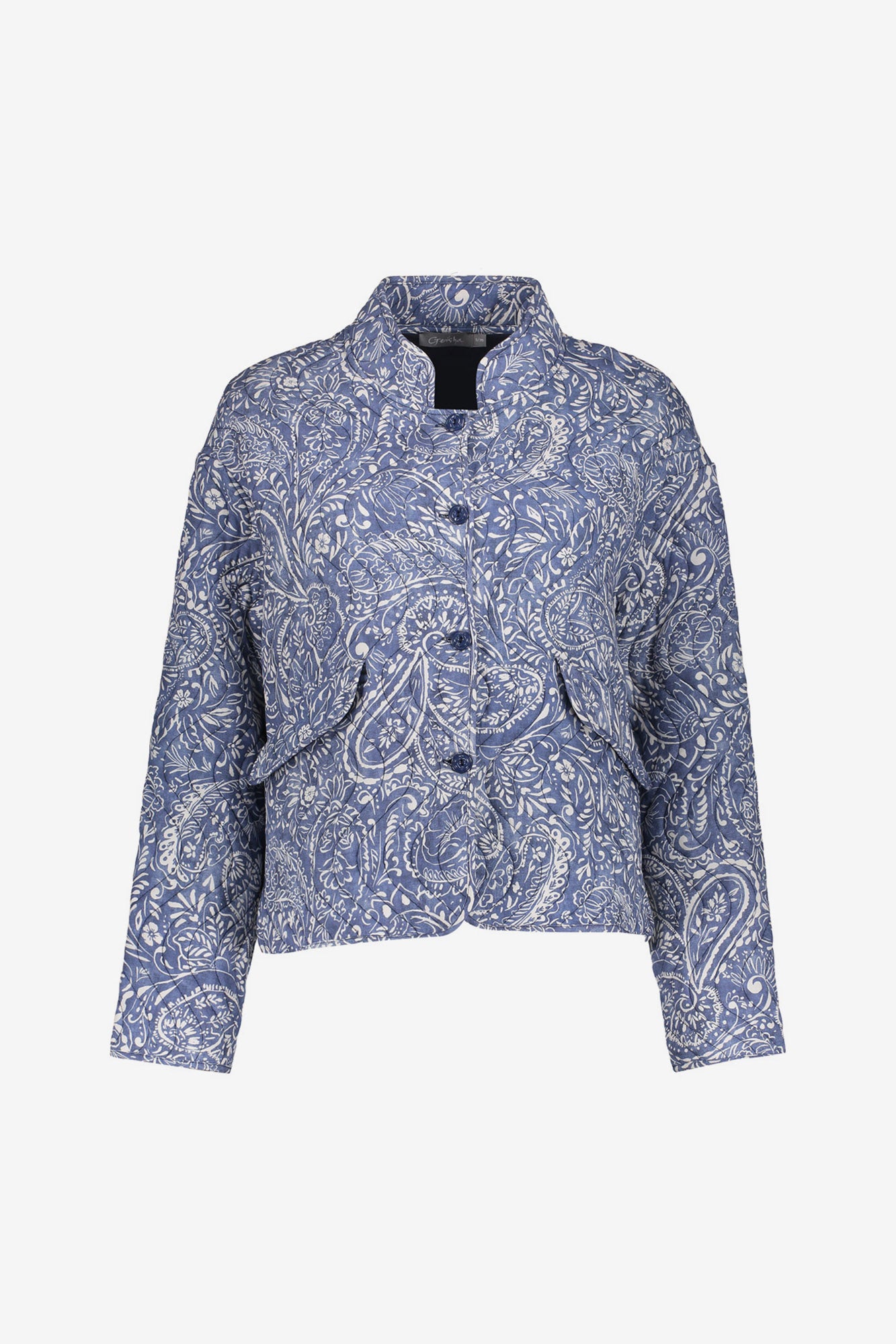 Geisha blauw gestept jasje met paisleyprint
