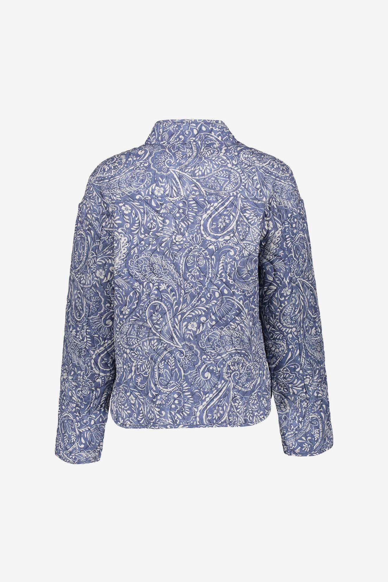 Geisha blauw gestept jasje met paisleyprint
