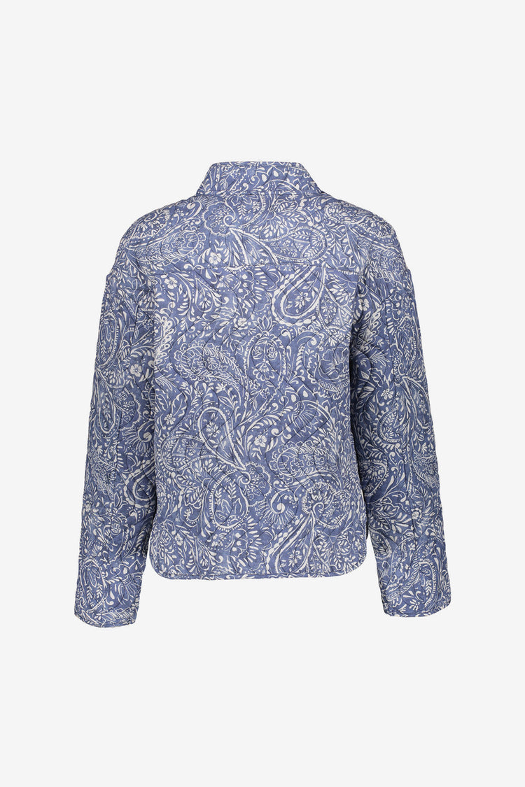 Geisha blauw gestept jasje met paisleyprint