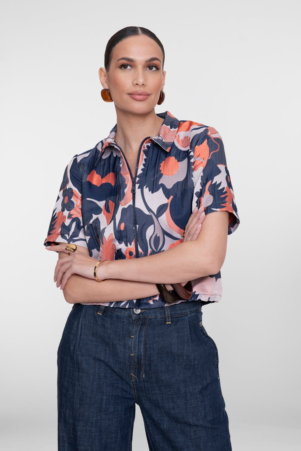 Jasje met grafische bloemprint