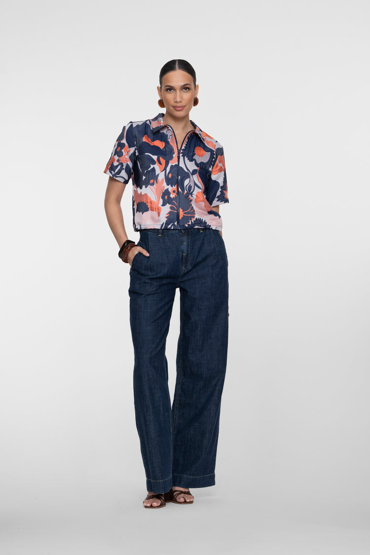 Jasje met grafische bloemprint