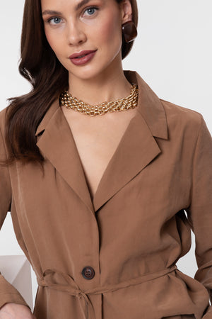 Geisha blazer met ceintuur en reverskraag