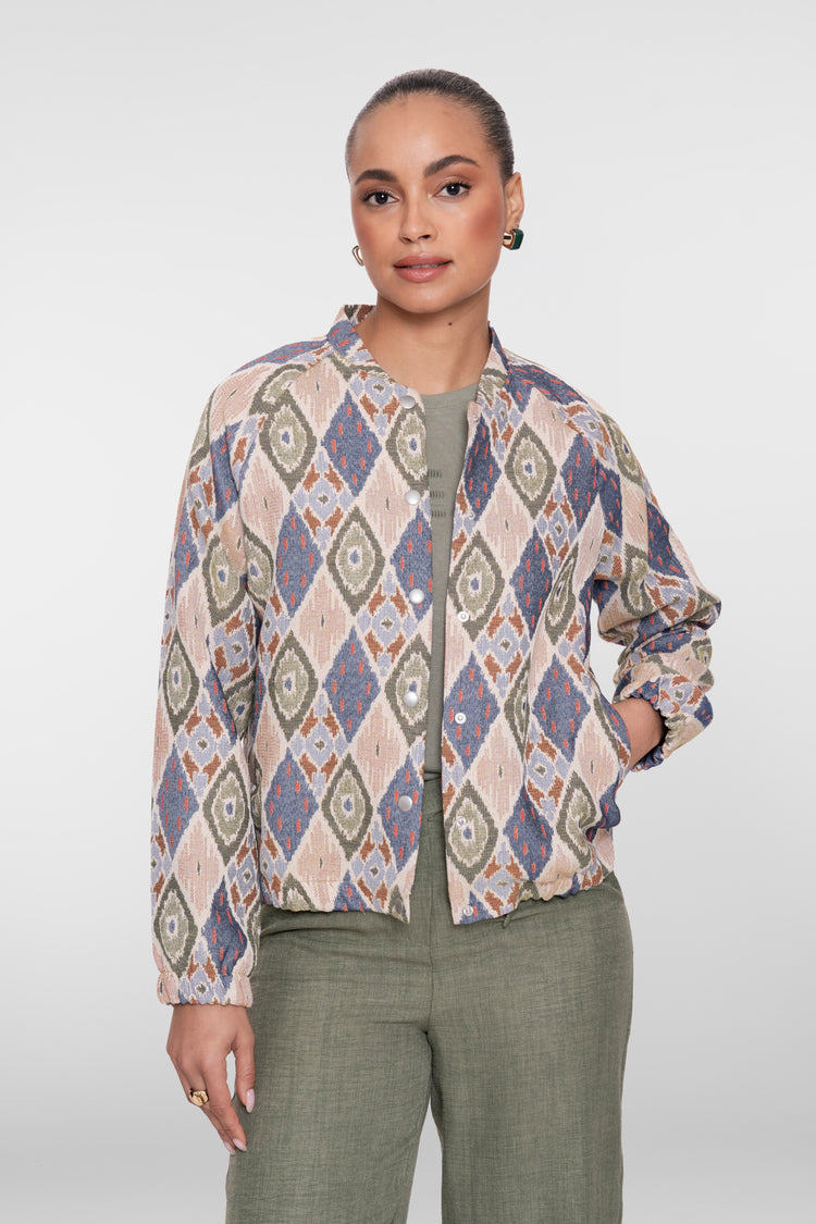 Geisha kort jasje met grafische ikat print