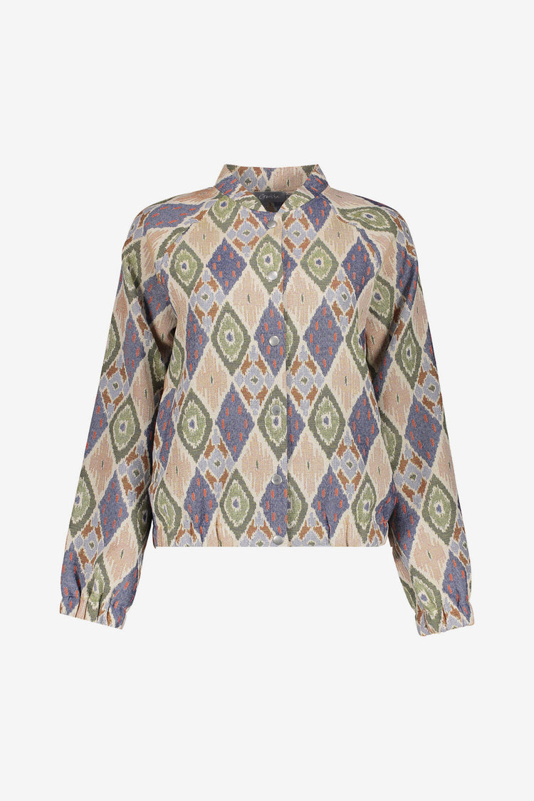 Geisha kort jasje met grafische ikat print