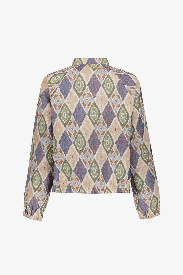 Geisha kort jasje met grafische ikat print