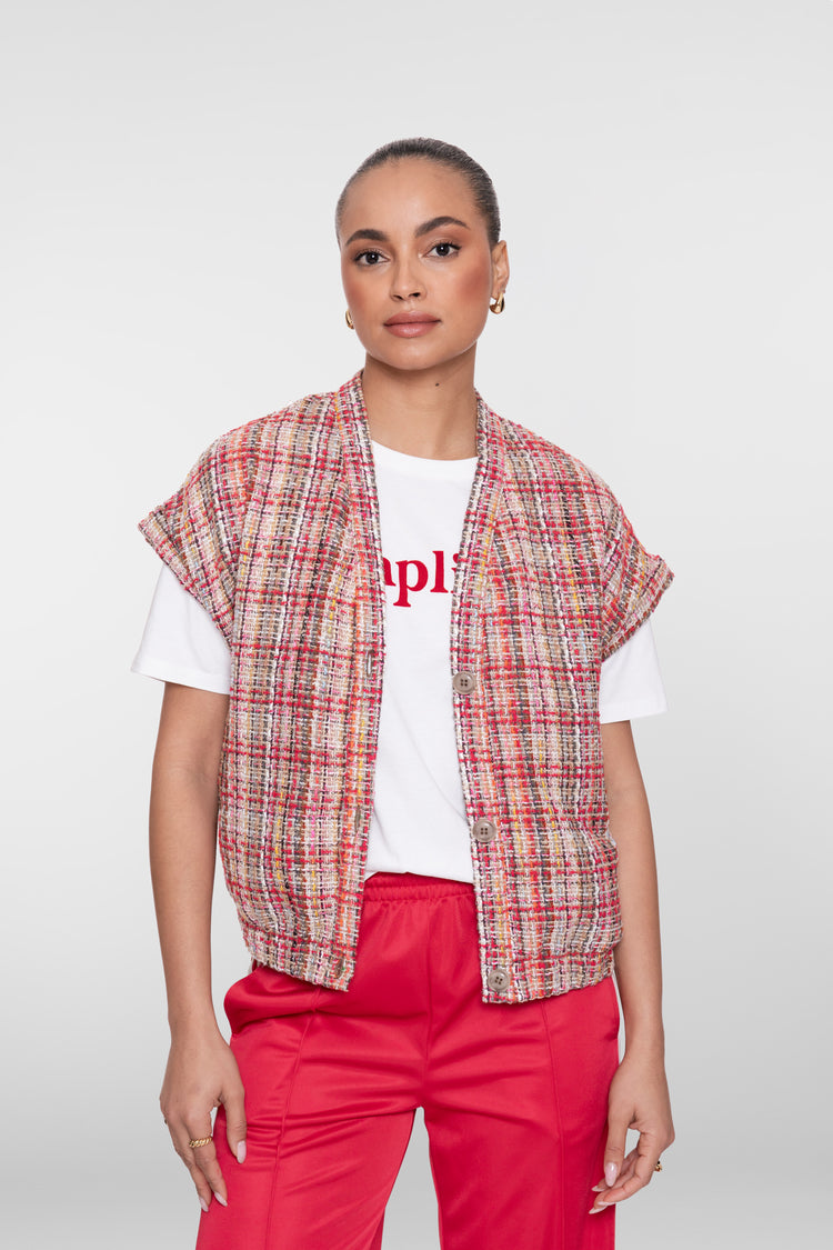 Geisha gilet tweed met kleurrijke structuur en lurex