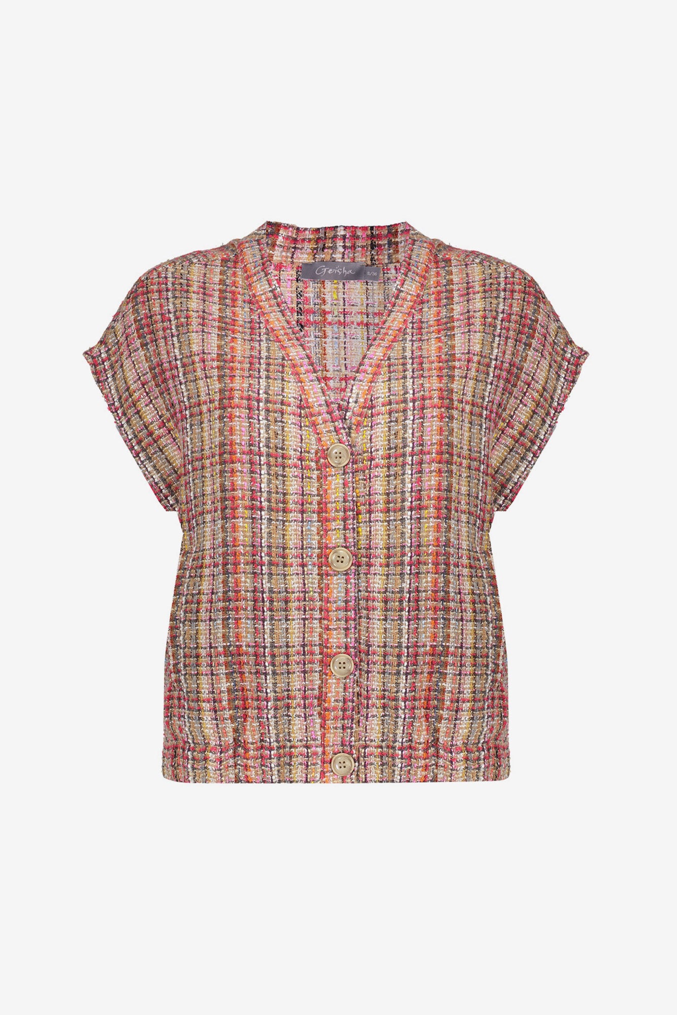 Geisha gilet tweed met kleurrijke structuur en lurex