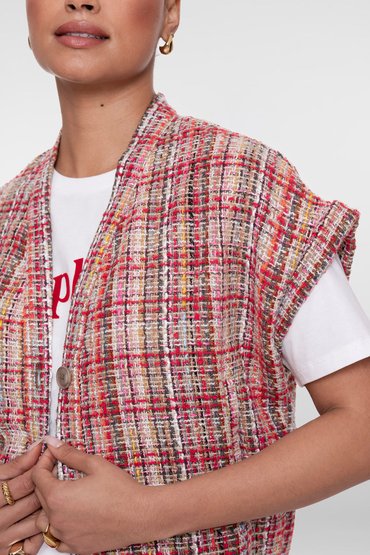 Geisha gilet tweed met kleurrijke structuur en lurex