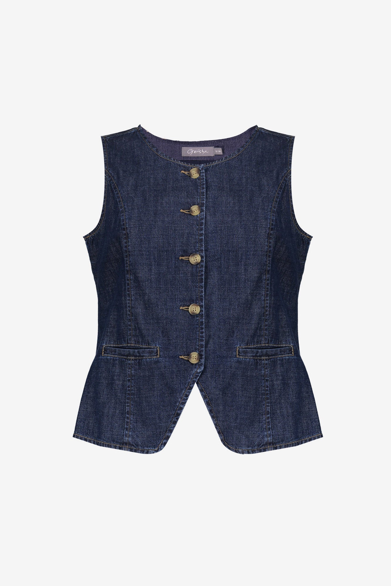 Geisha denim gilet met knopen