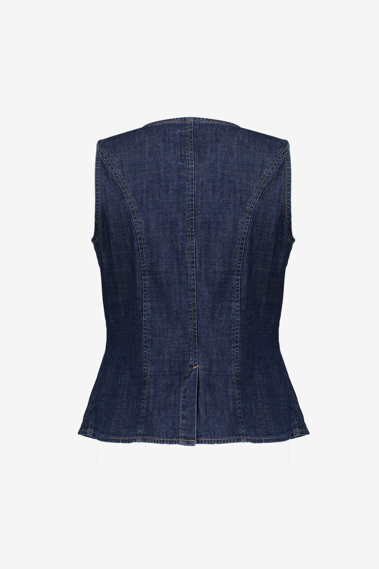 Geisha denim gilet met knopen