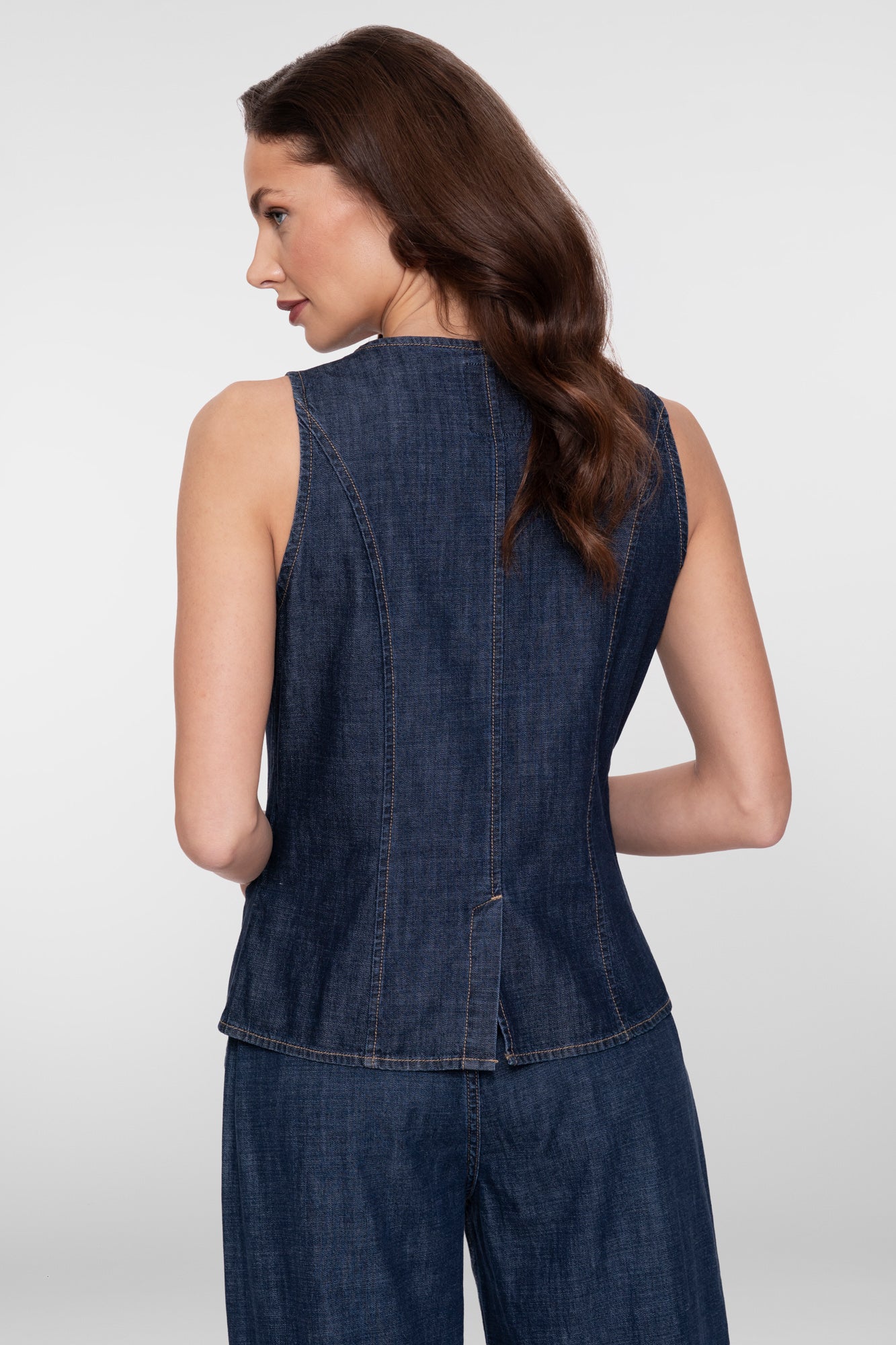 Geisha denim gilet met knopen