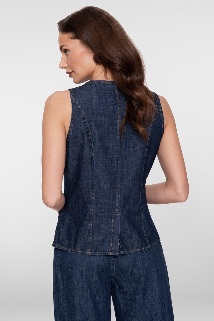 Geisha denim gilet met knopen