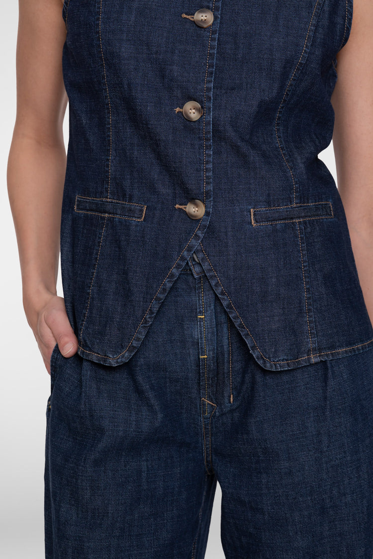 Geisha denim gilet met knopen