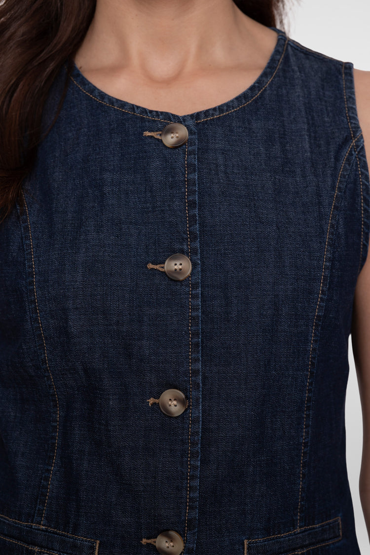 Geisha denim gilet met knopen
