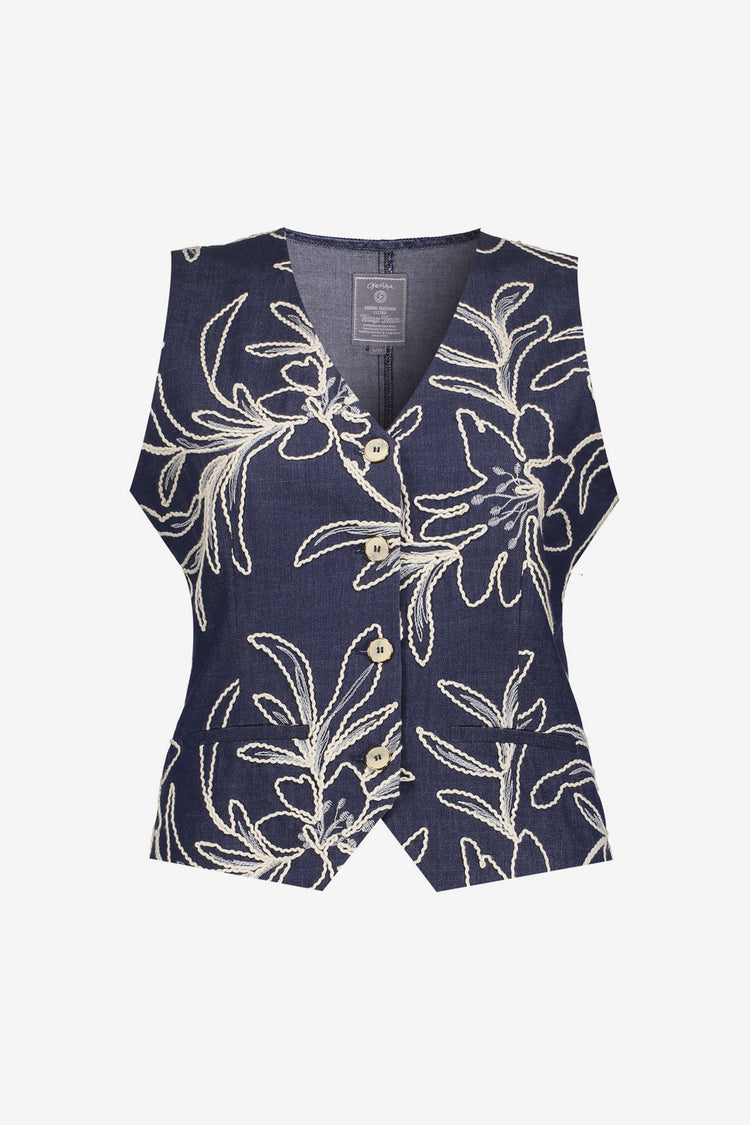 Geisha gilet met geborduurd bloemenpatroon